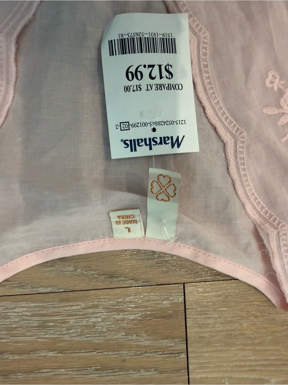 Marshalls Light Pink Embroidered Cotton Peplum Blouse - Picture 3 of 6